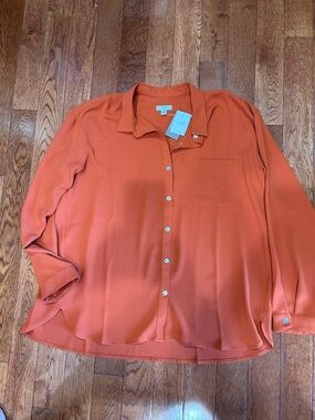 J. Jill Orange Button-Front Blouse